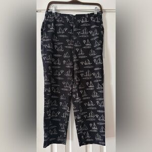 Kate Hill‎ Navy Nautical Print Cropped Cotton Pants Size 10P EUC